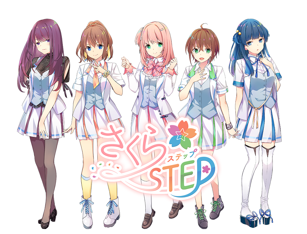 左から順に長閑 咲(CV 宮村蒼)、春宮 陽葵(CV 石飛恵里花)、陽永 由芽(CV 近藤玲奈)、夏初月 はゆ(CV 黒沢ともよ)、木花 卯月(CV 小澤麗那)