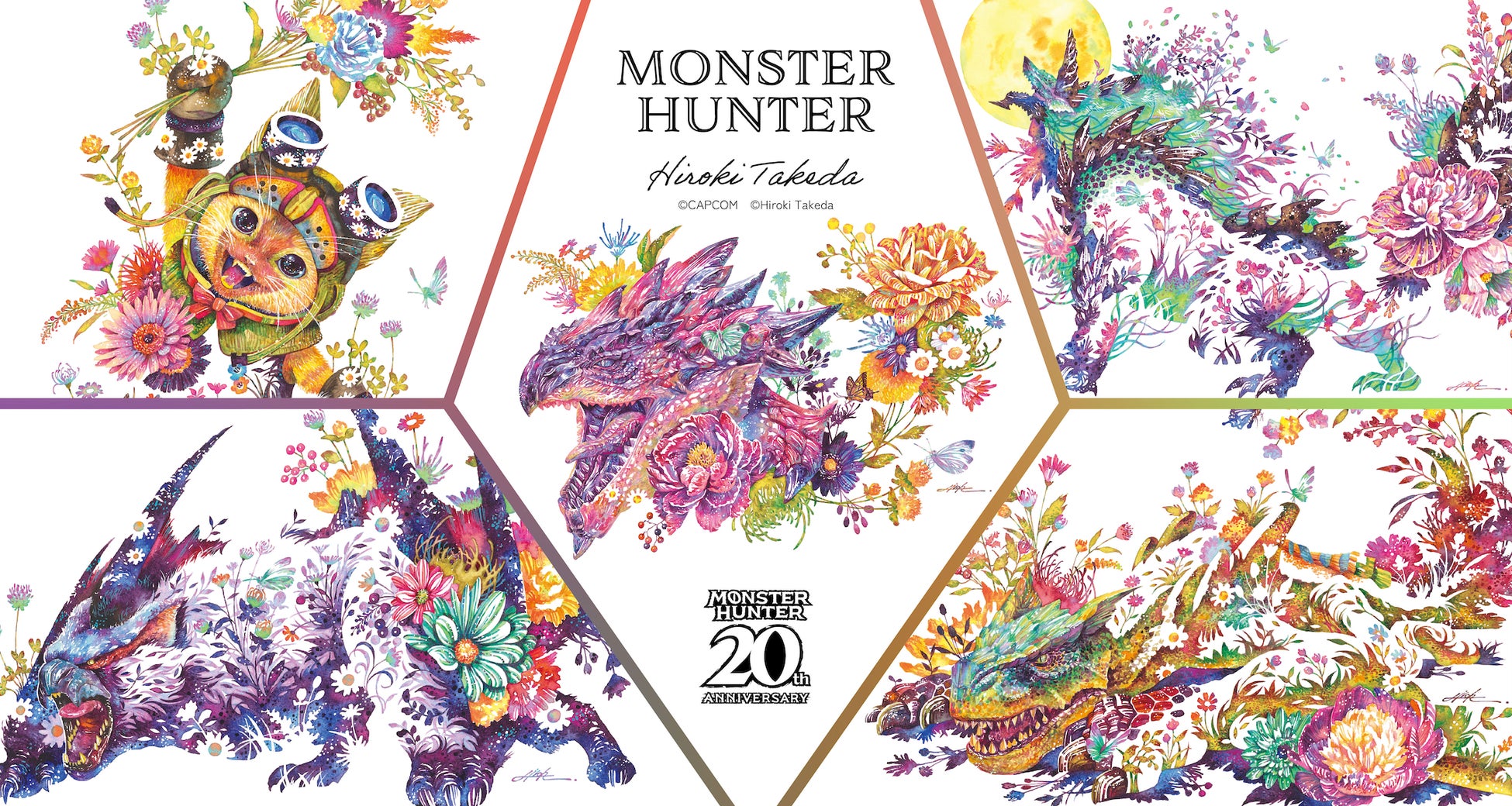 モンスターハンター20th×タケダ ヒロキ キャラファイングラフ(リオレウス) タケダヒロキ×モンスターハンター20周年記念コラボ「花竜の息吹