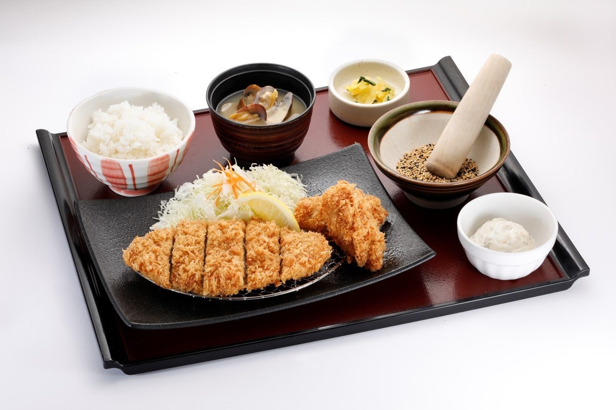 「知床ポーク」とんかつ＆牡蠣フライ定食