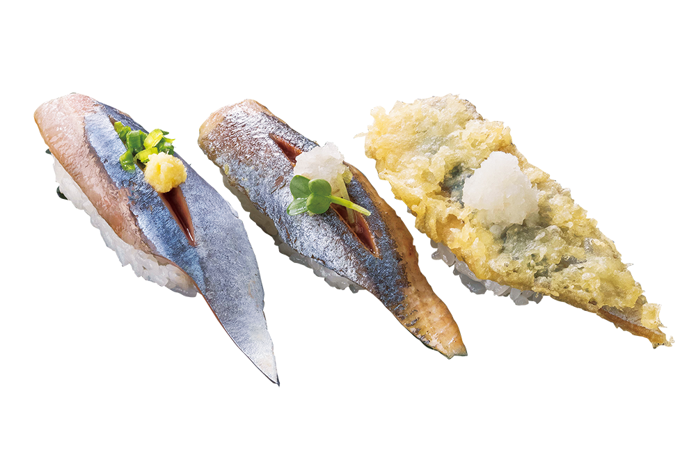 さんま食べ比べ三貫（さんま・さんま炙り・さんま天）