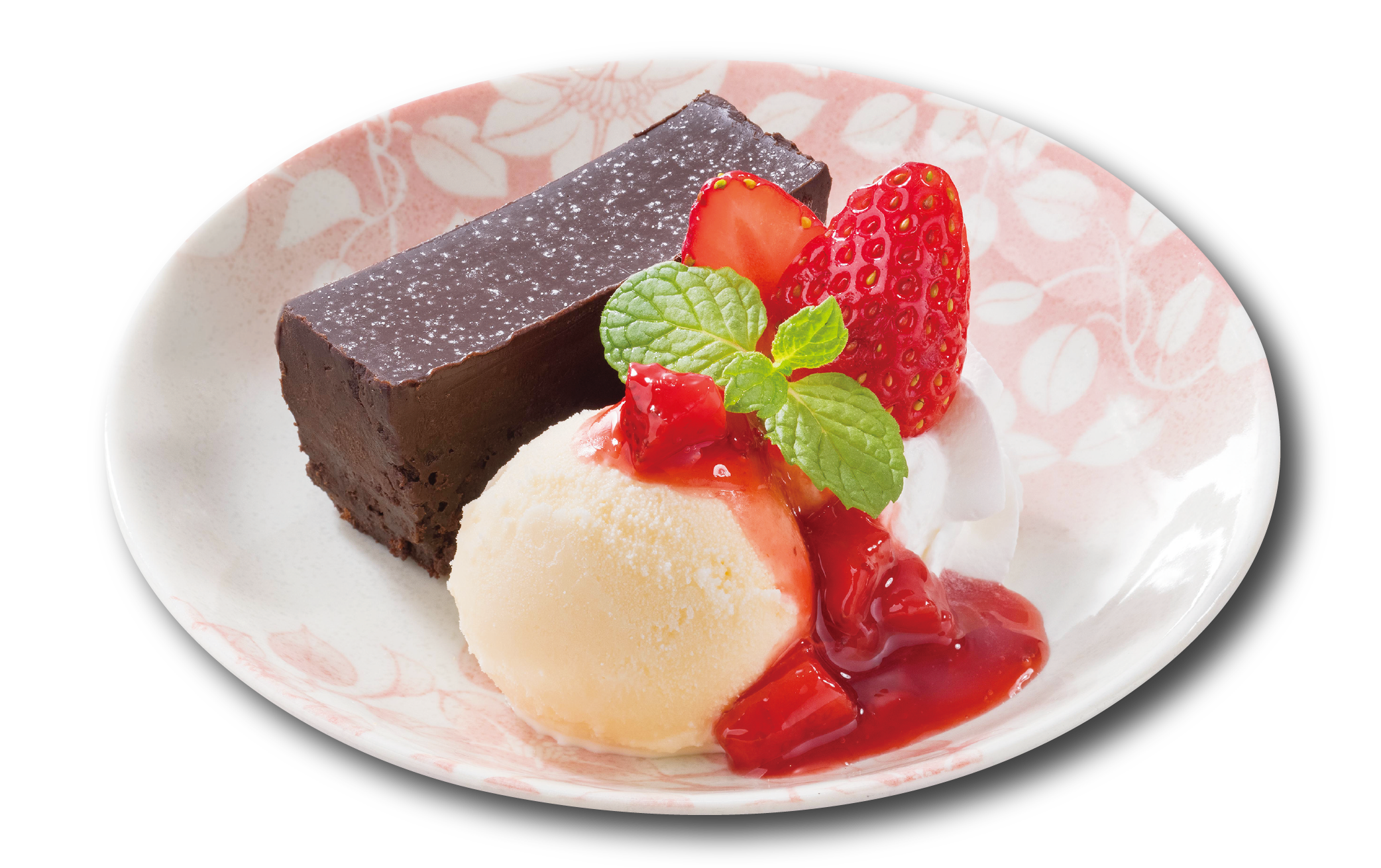 ガトーショコラ いちごソース添え 490円