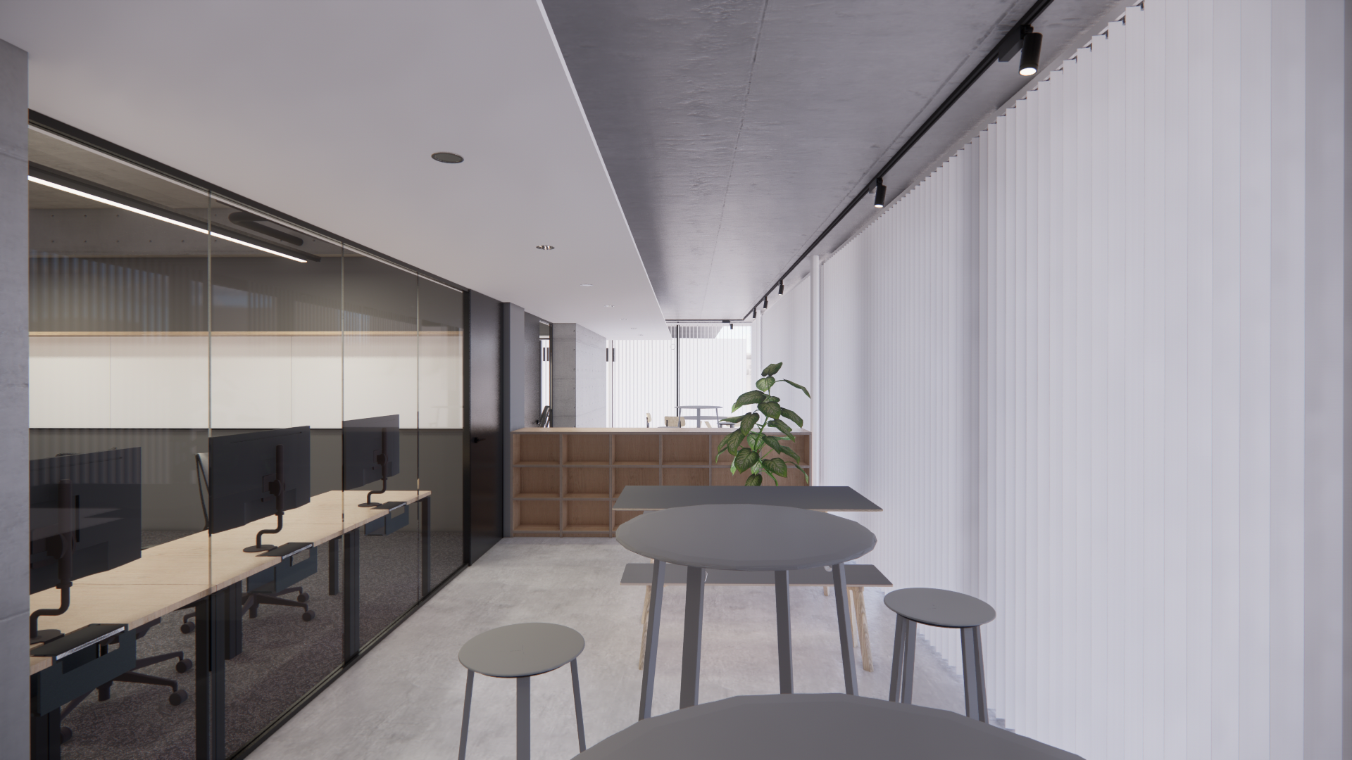 2F 個室と専有可能なオープンスペース