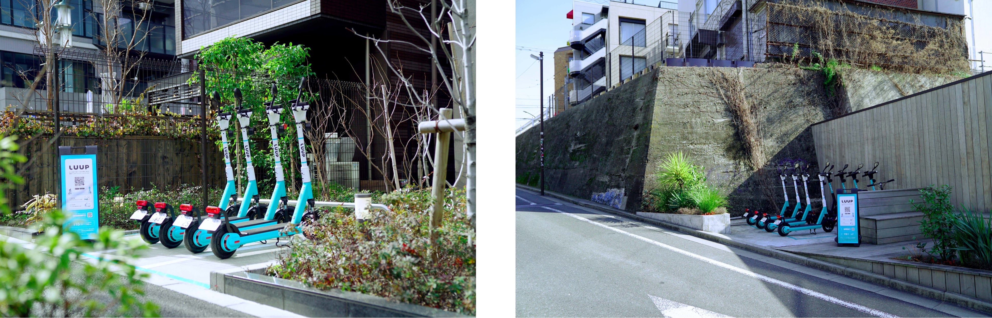 新しい電動キックボードが設置されたポートのイメージ