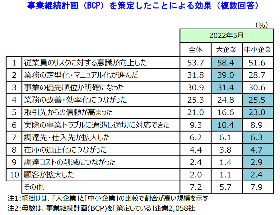 BCP を策定していない理由（複数回答）