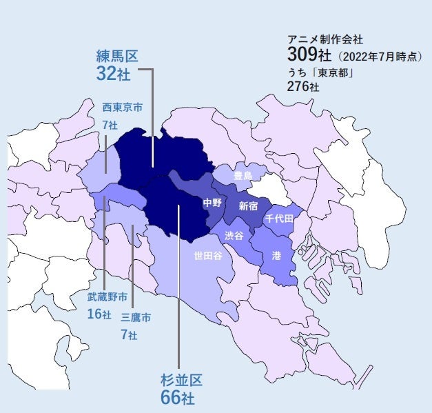 アニメ制作企業の分布