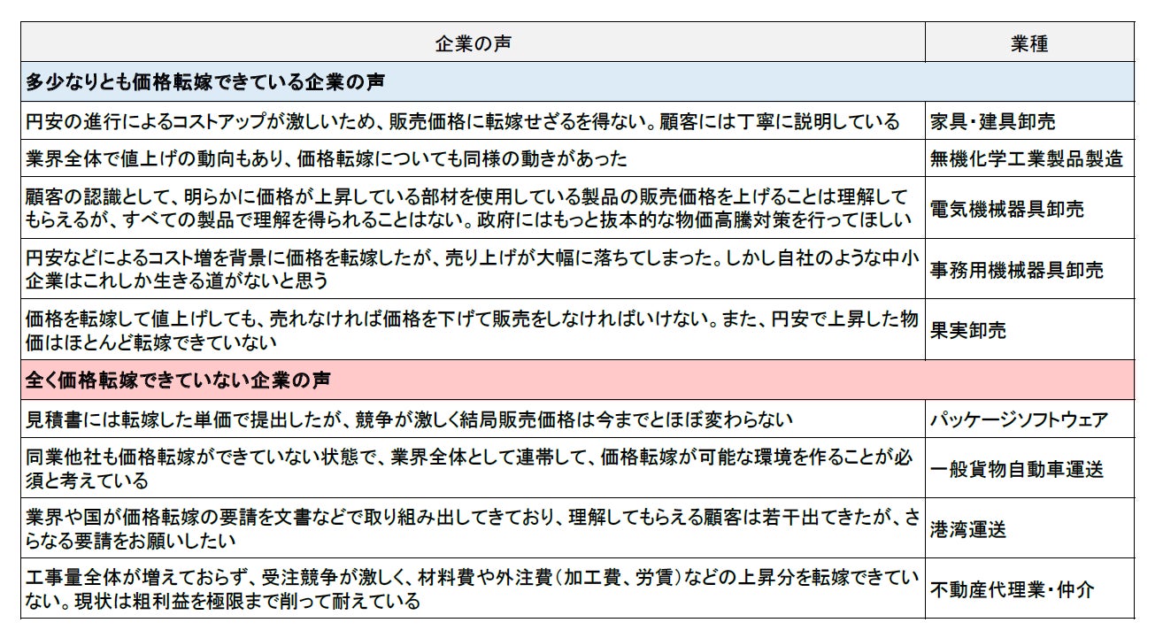 企業の声