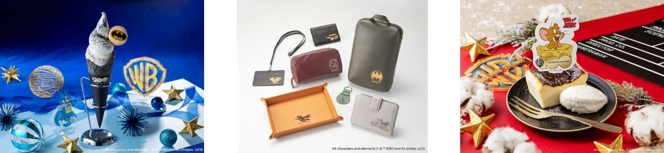 左：バットマン アイスクリーム／中：ワーナー・ブラザース刻印　革財布・革小物／右：ジェリー よくばりバスチー
