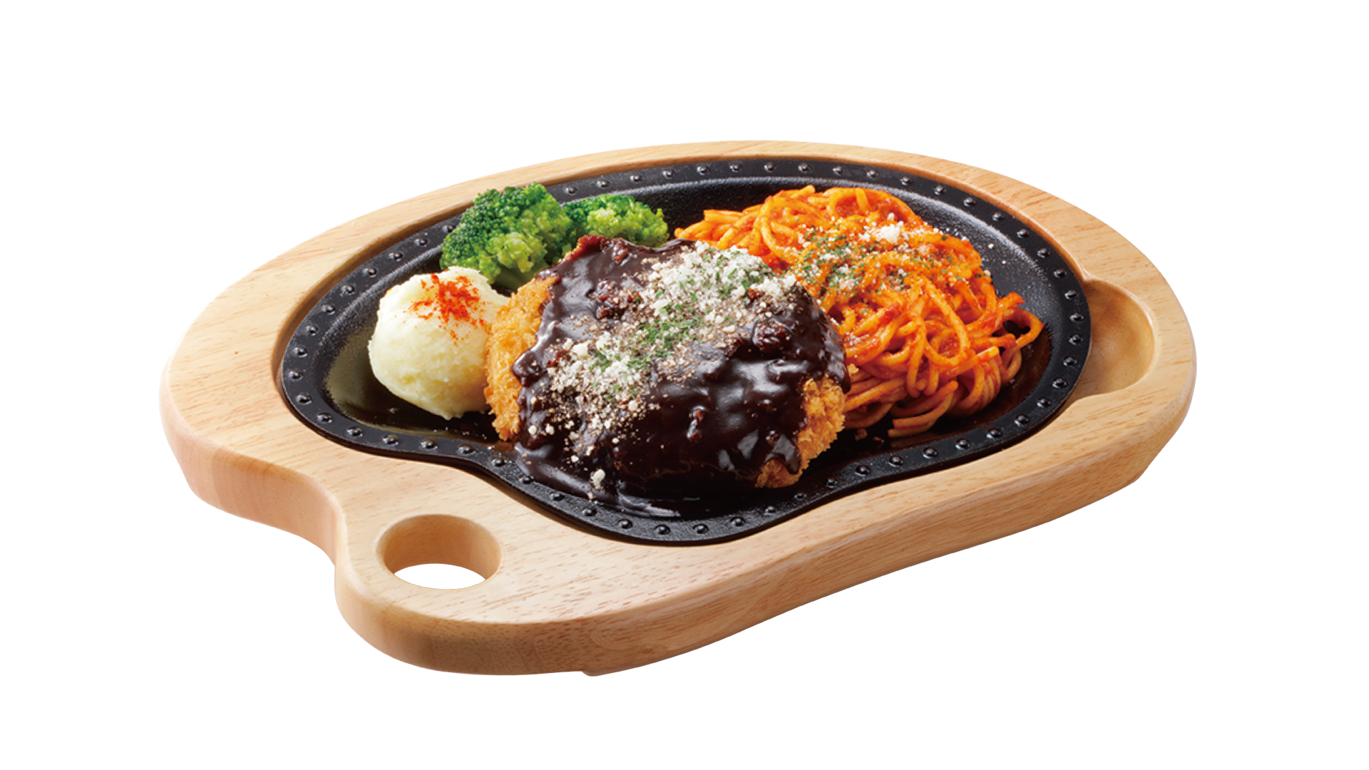 鉄板メンチカツスパ