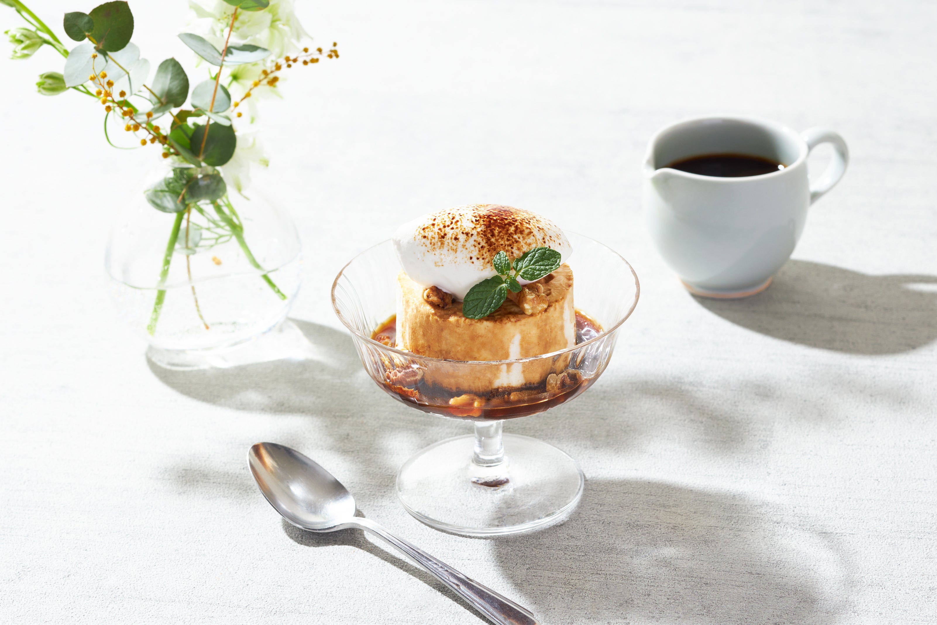 レアチーズケーキのアフォガード風