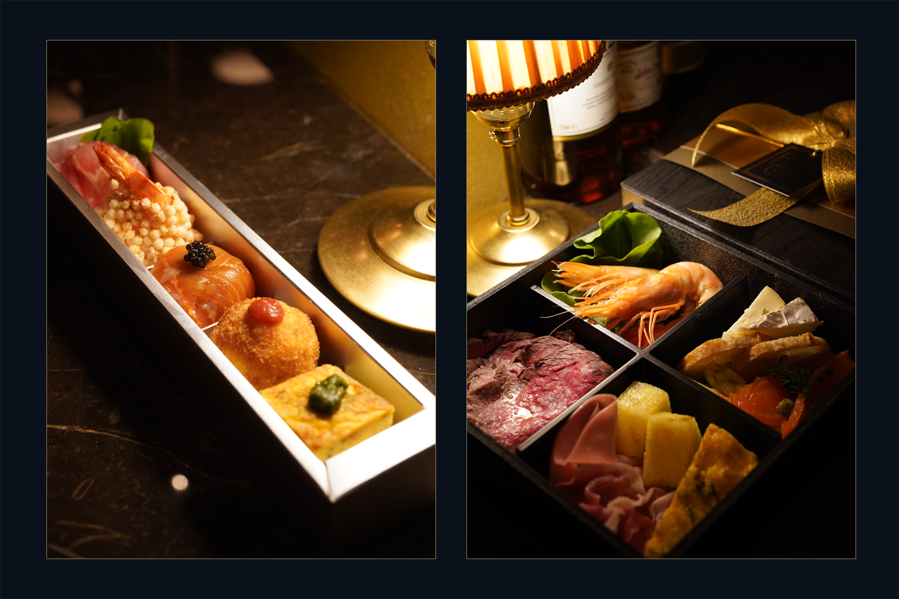 [Evening Show] 軽食（左）[Night Show] ディナー（右）　