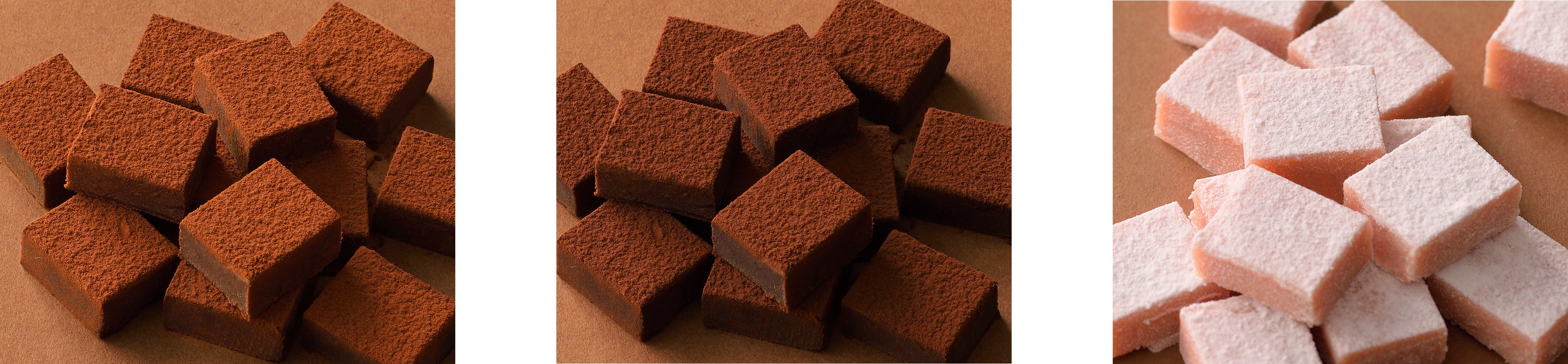 左：ミルク　中央：ビター　右：ストロベリー