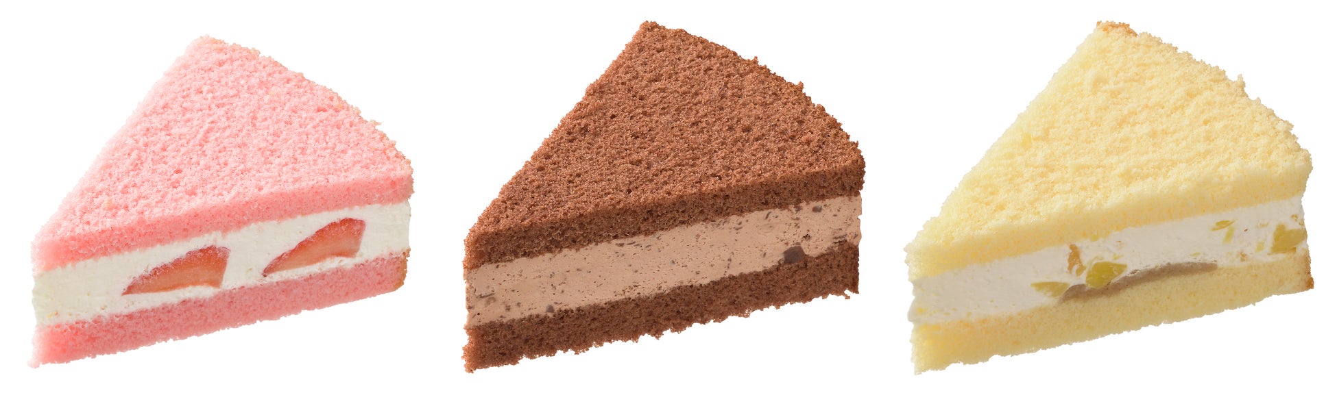 左より:苺ショート・チョコショート・マロンショート