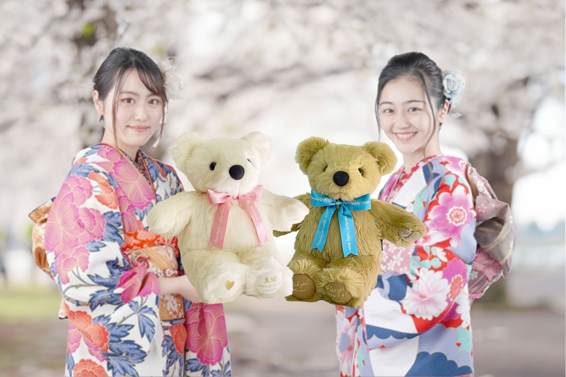 〖 8月限定お値下げ 〗仲良し親子ベア 作家ハンドメイド Amazon.co.jp: 綿付き 手芸キット おすわりベア 和大柄 青 柄の