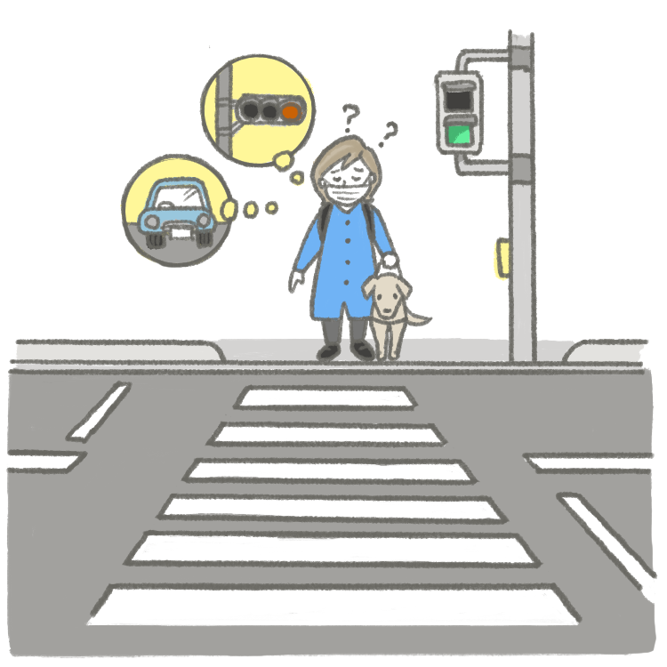 クルマや人通りが少なくなり、信号の判断が難しい時がある。