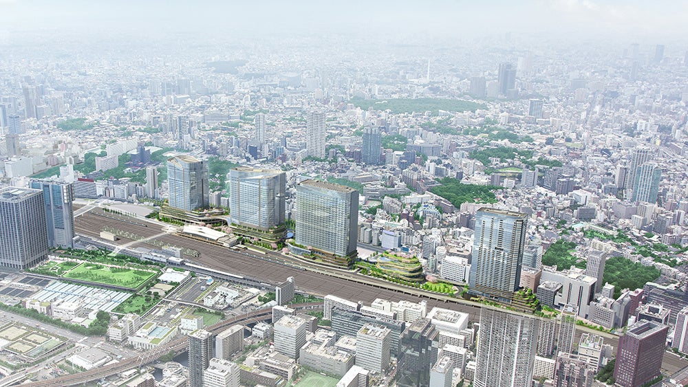「高輪ゲートウェイシティ(仮称)」パース(外観イメージ) 画像提供:JR東日本