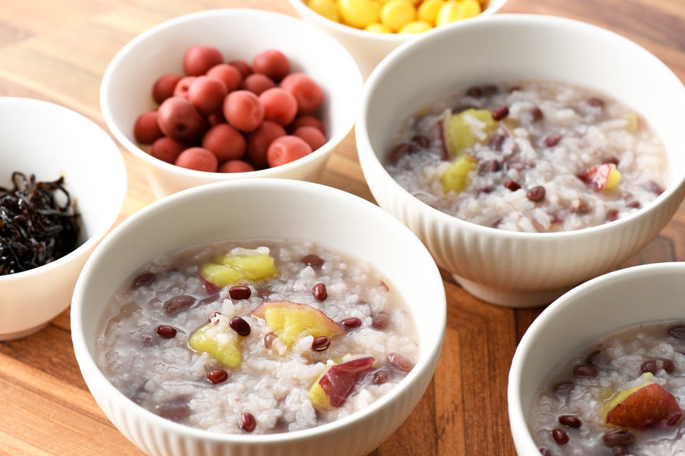 大阪産の米で炊いた小豆粥