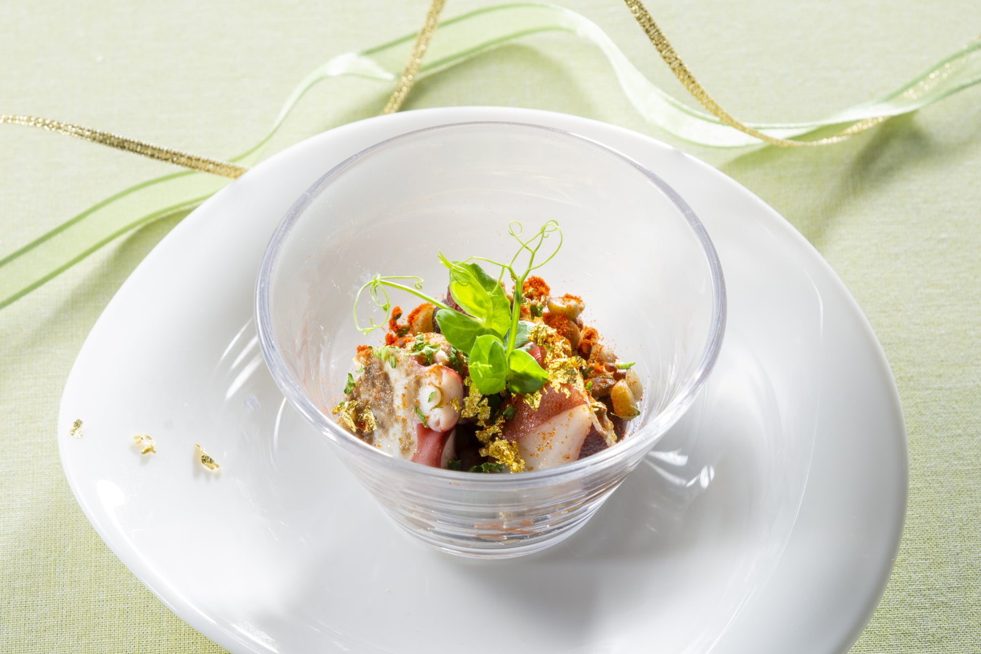 【2月アミューズ】タコと五種豆と五穀のオリーブソース