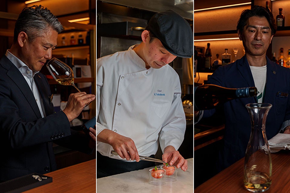 （左）ソムリエ　吉田 康隆（中央）高橋　啓介（左）バーテンダー　西平　昇