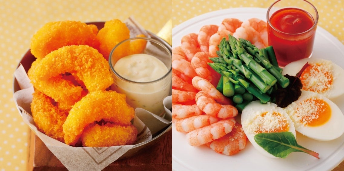 （左から）ポップコーンシュリンプ、カクテルシュリンプ