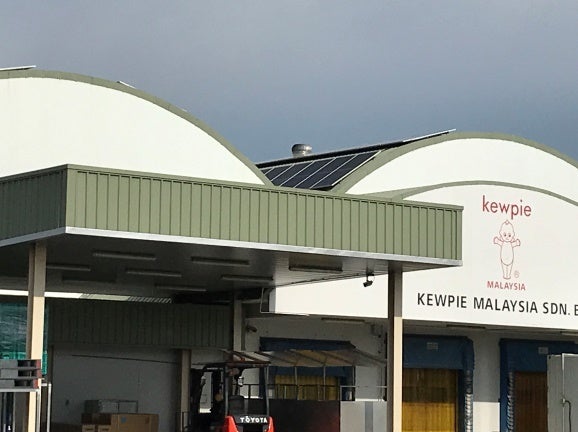 キユーピーマレーシア事業所内に設置した太陽光パネルの一部