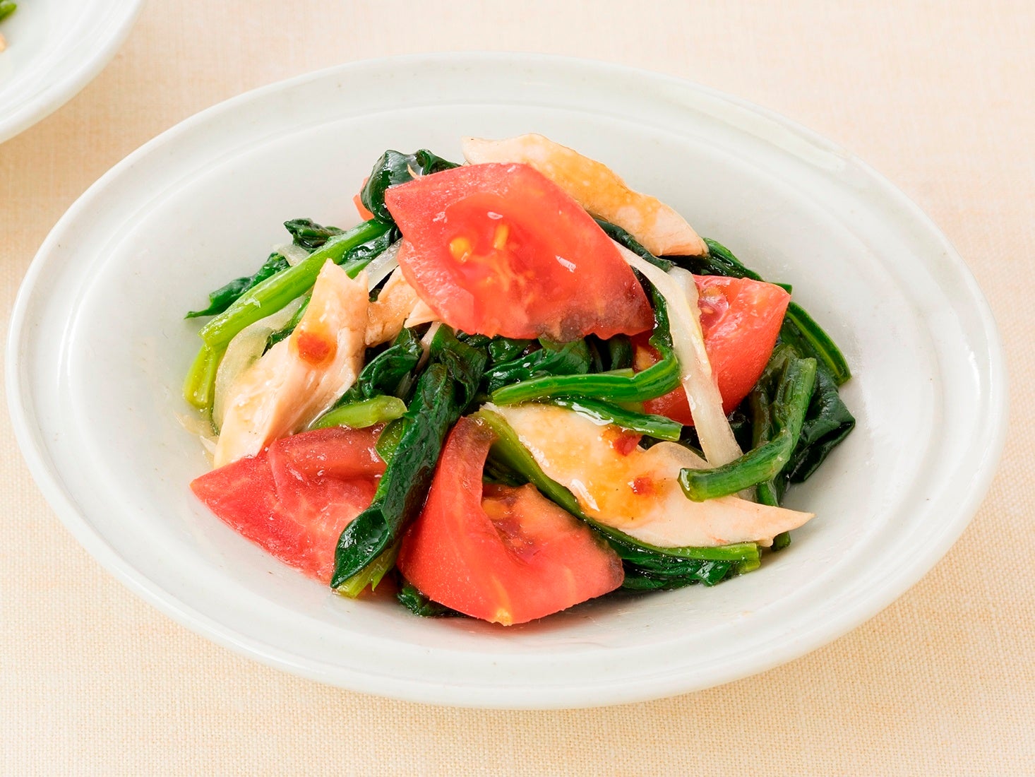 ほうれん草とトマトのあえサラダ（和風たまねぎ使用）