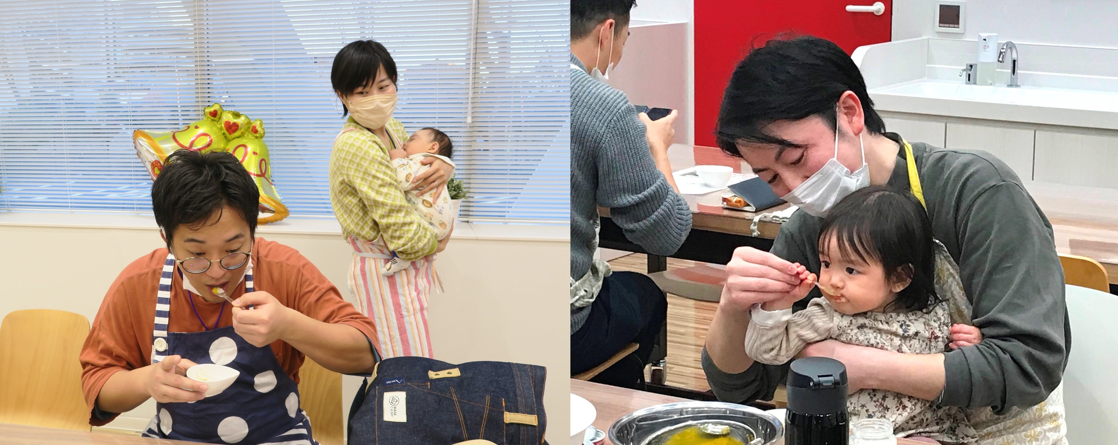 昨年、従業員を対象に開催した「パパのための離乳食教室」の様子