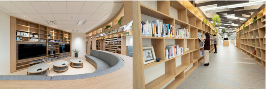 左：ゲームコーナー 右：クマ図書館