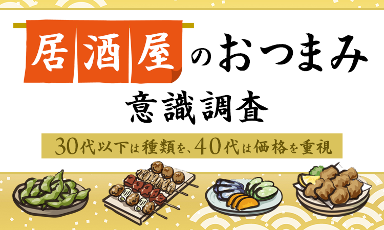 居酒屋の「おつまみ」意識調査：30代以下は“種類”を、40代は“価格”を重視
