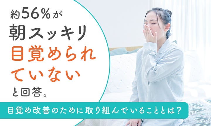 約56%が「朝スッキリ目覚められていない」と回答。目覚め改善のために 約56%が「朝スッキリ目覚められていない」と回答。目覚め改善のために