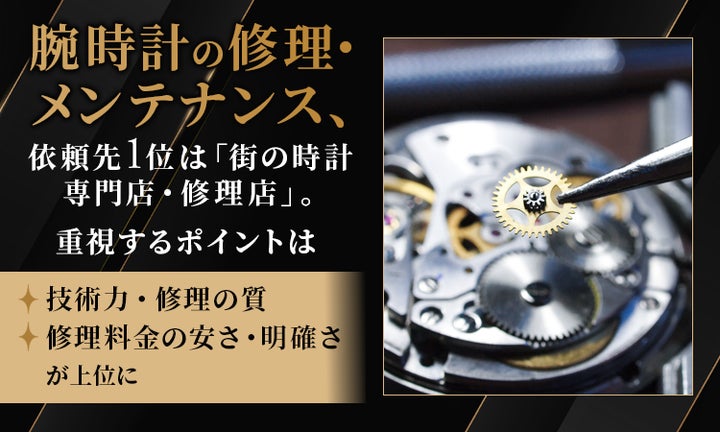 腕時計の修理・メンテナンス、依頼先1位は「街の時計専門店・修理店 腕時計の修理・メンテナンス、依頼先1位は「街の時計専門店・修理店