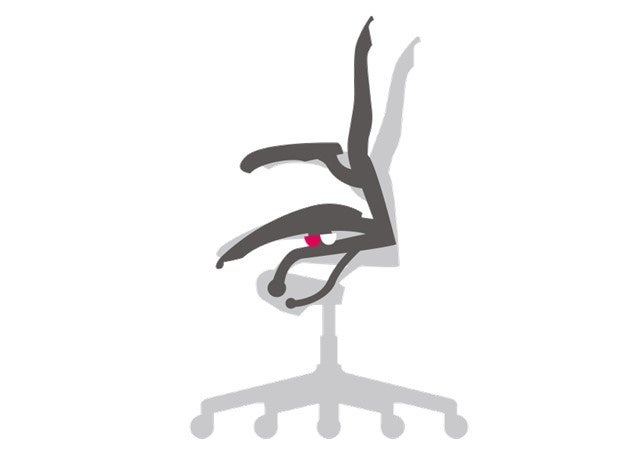 執筆などで前かがみ姿勢が多い方に人気の前傾チルト機能。自然と体に負荷の少ない姿勢へ