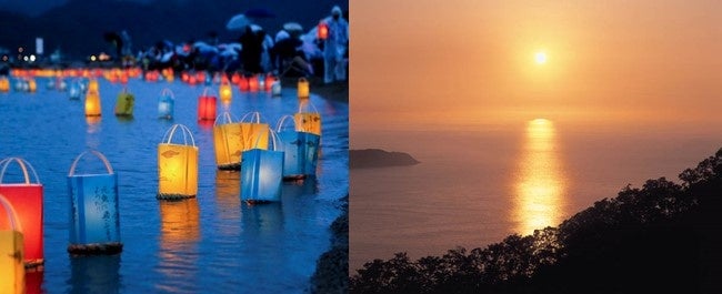 とうろうと夕焼け