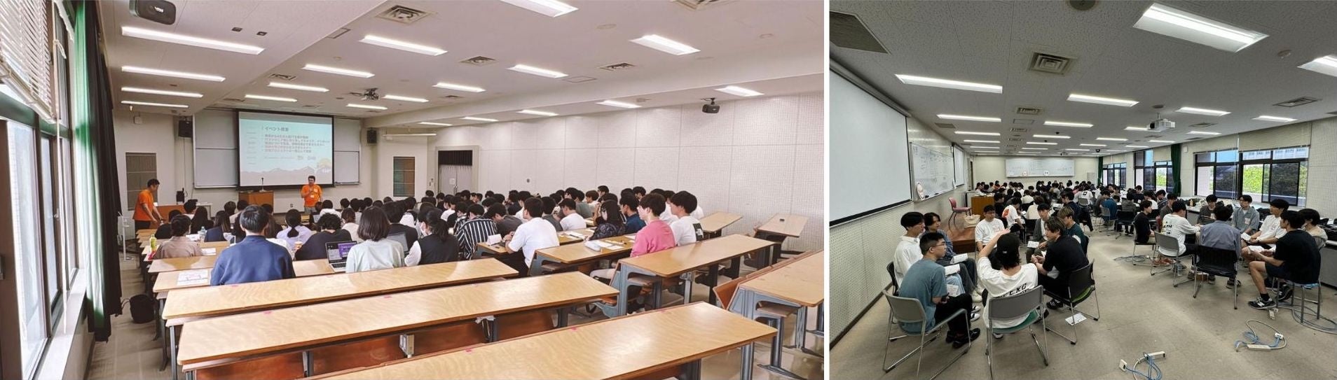 各社による企業紹介、座談会、交流会の様子