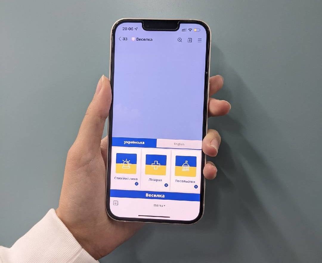 △ウクライナ避難民災害時支援ツールベセルカ　携帯イメージ