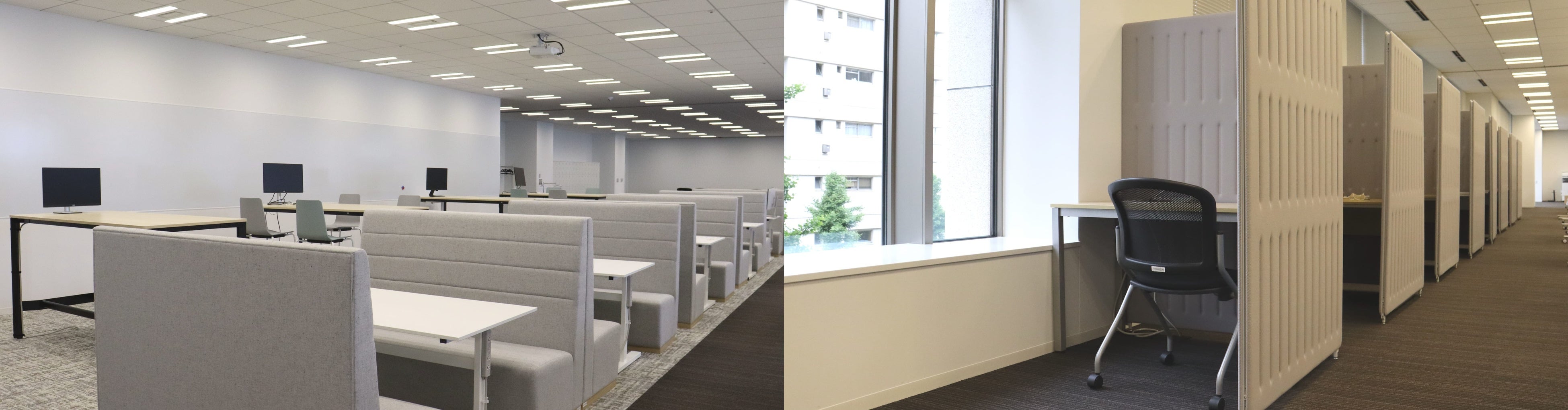 オープンスペースと個室ブース