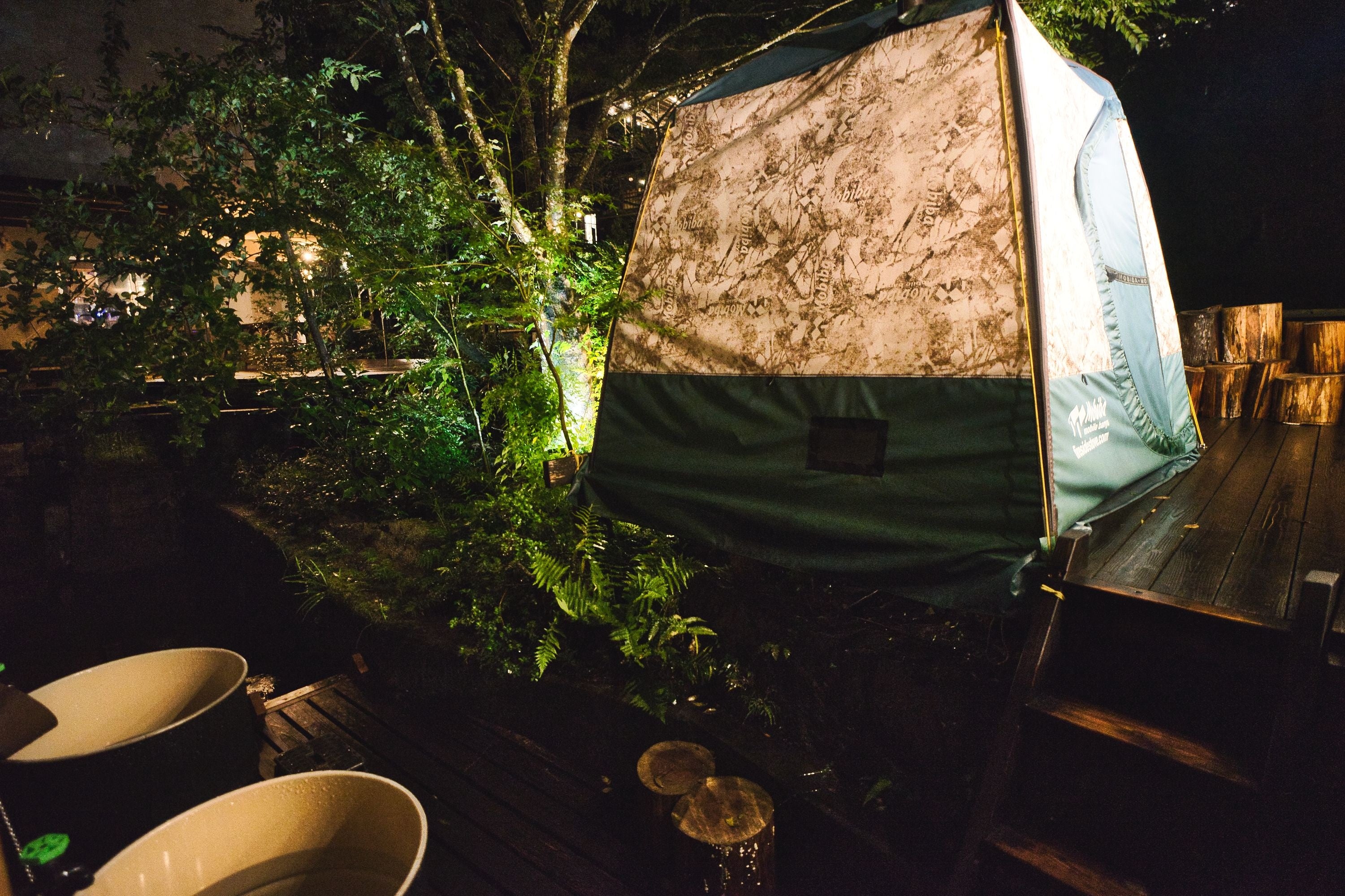 ドラム缶の水風呂は天気問わず入っていただけます！