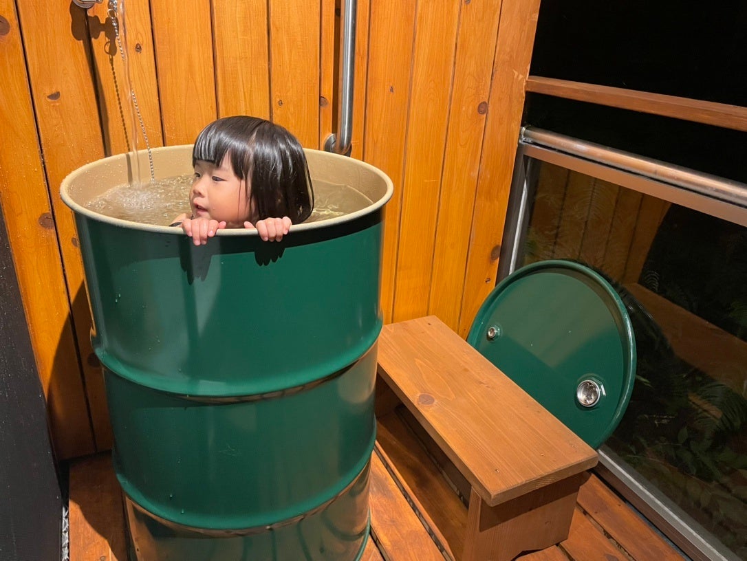 ドラム缶風呂で楽しいお風呂タイム♪