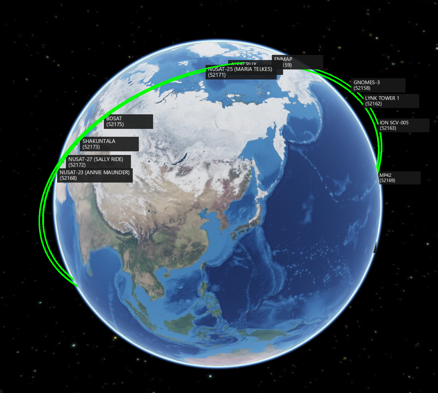 打ち上げられた衛星はいまどこを周回しているかリアルタイムで確認できます