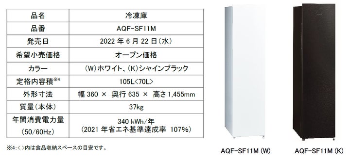 横幅36cmで設置場所に悩まず置けるセカンド冷凍庫 AQUA スリム 横幅36cmで設置場所に悩まず置けるセカンド冷凍庫 AQUA スリム