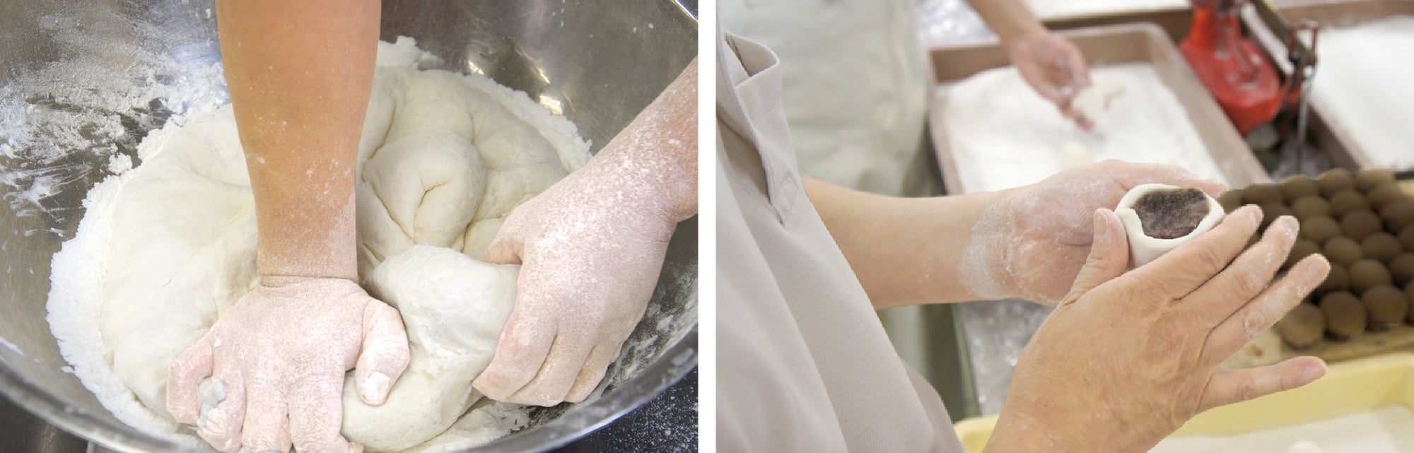 薯蕷饅頭をつくる様子