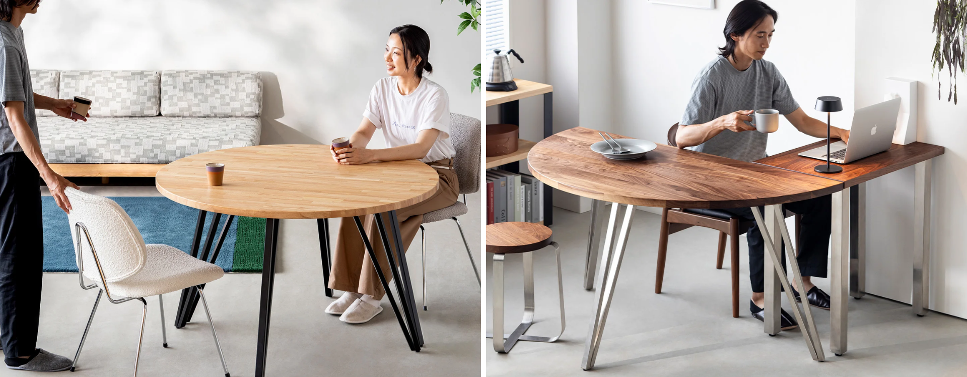 KANADEMONO 円形ダイニングテーブル SET-010-