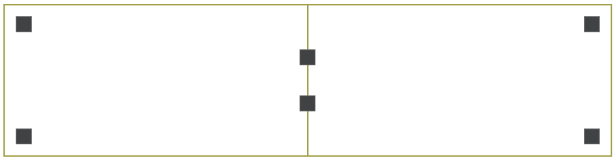 天板の連結図、脚の位置（Square bar）