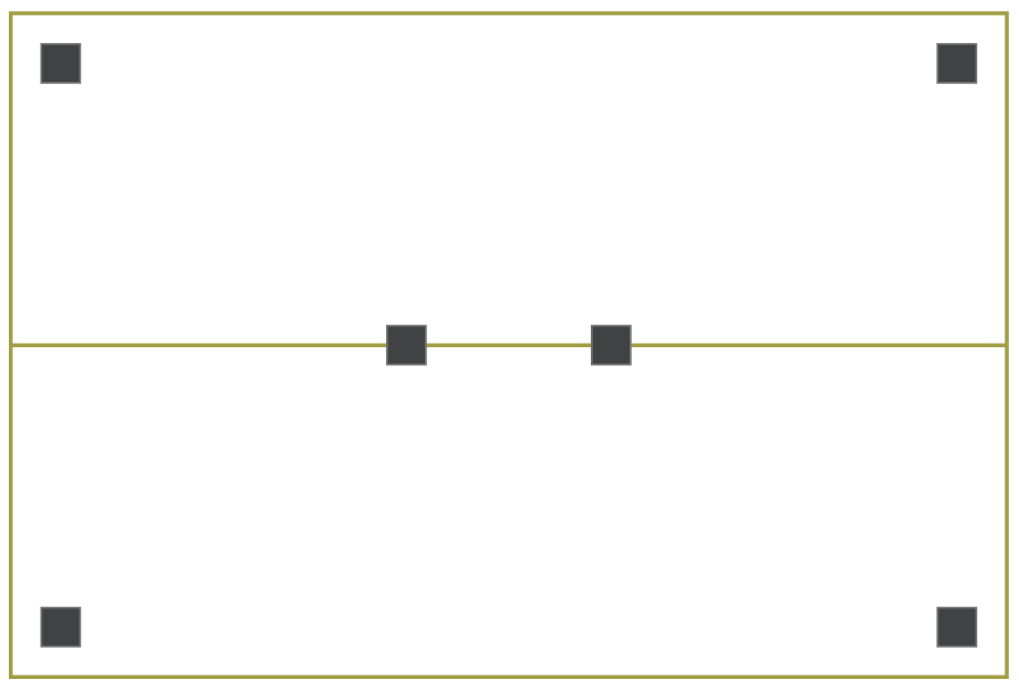 天板の連結図、脚の位置（Square bar）