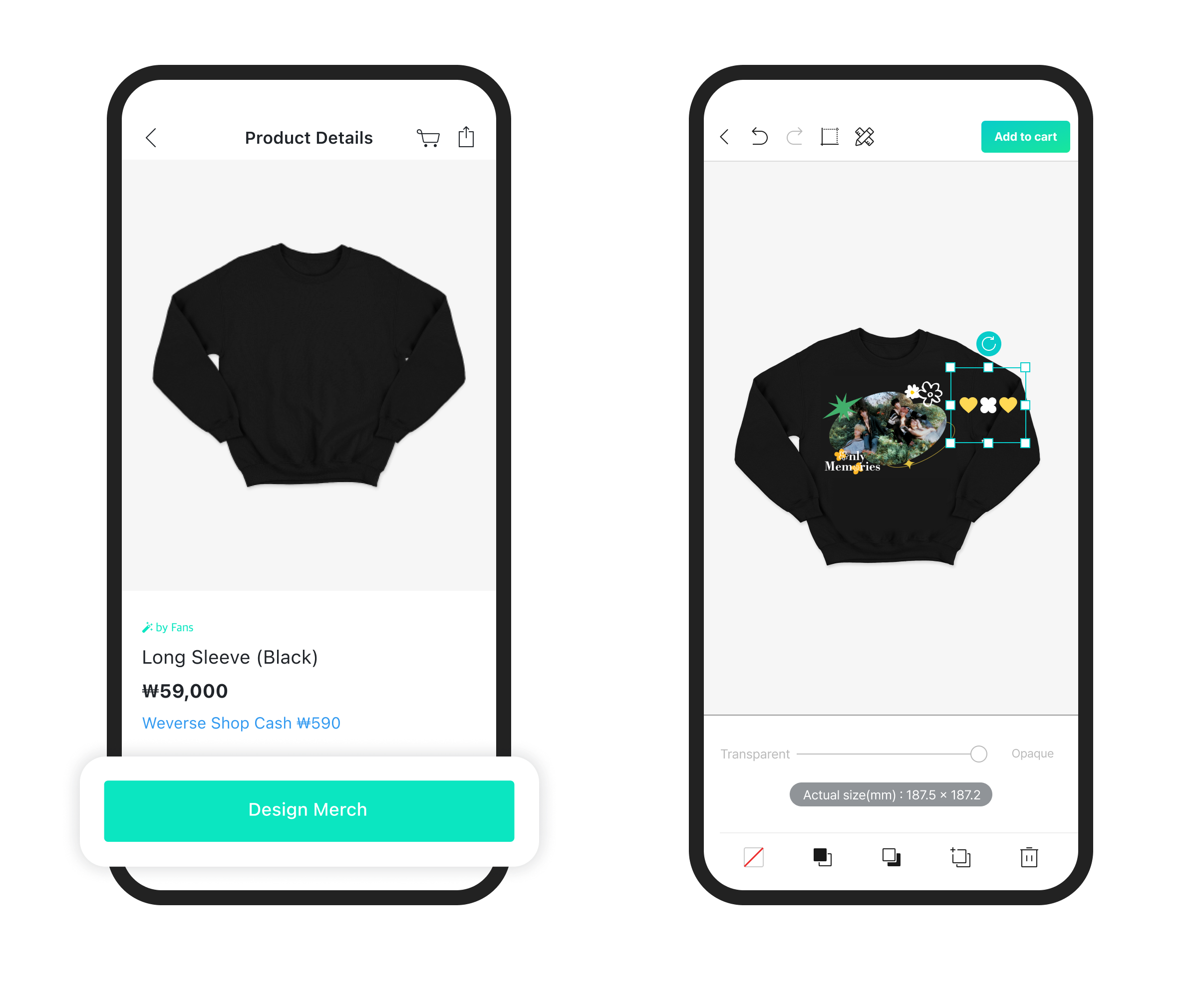 ▲ 「Weverse by Fans」モバイル画面例