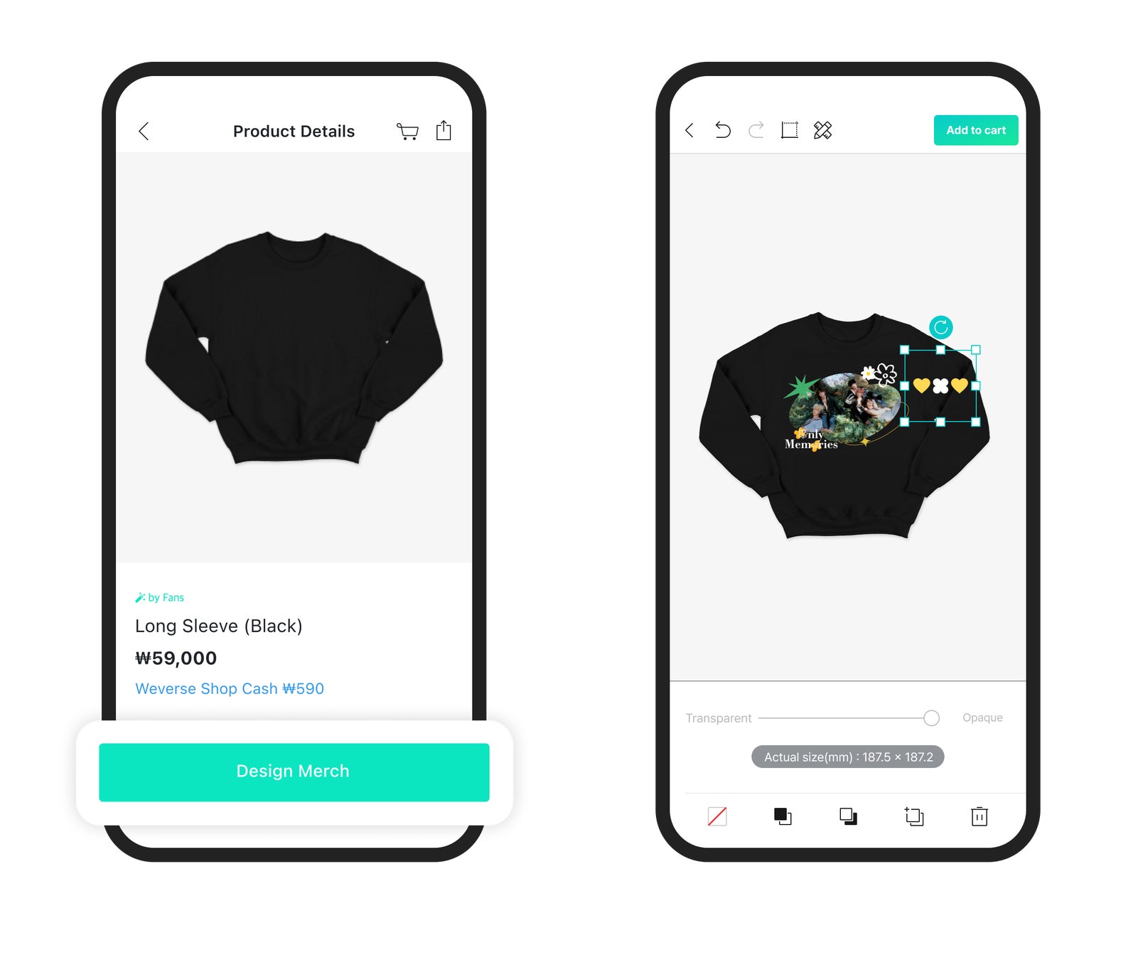 ▲ 「Weverse by Fans」モバイル画面例