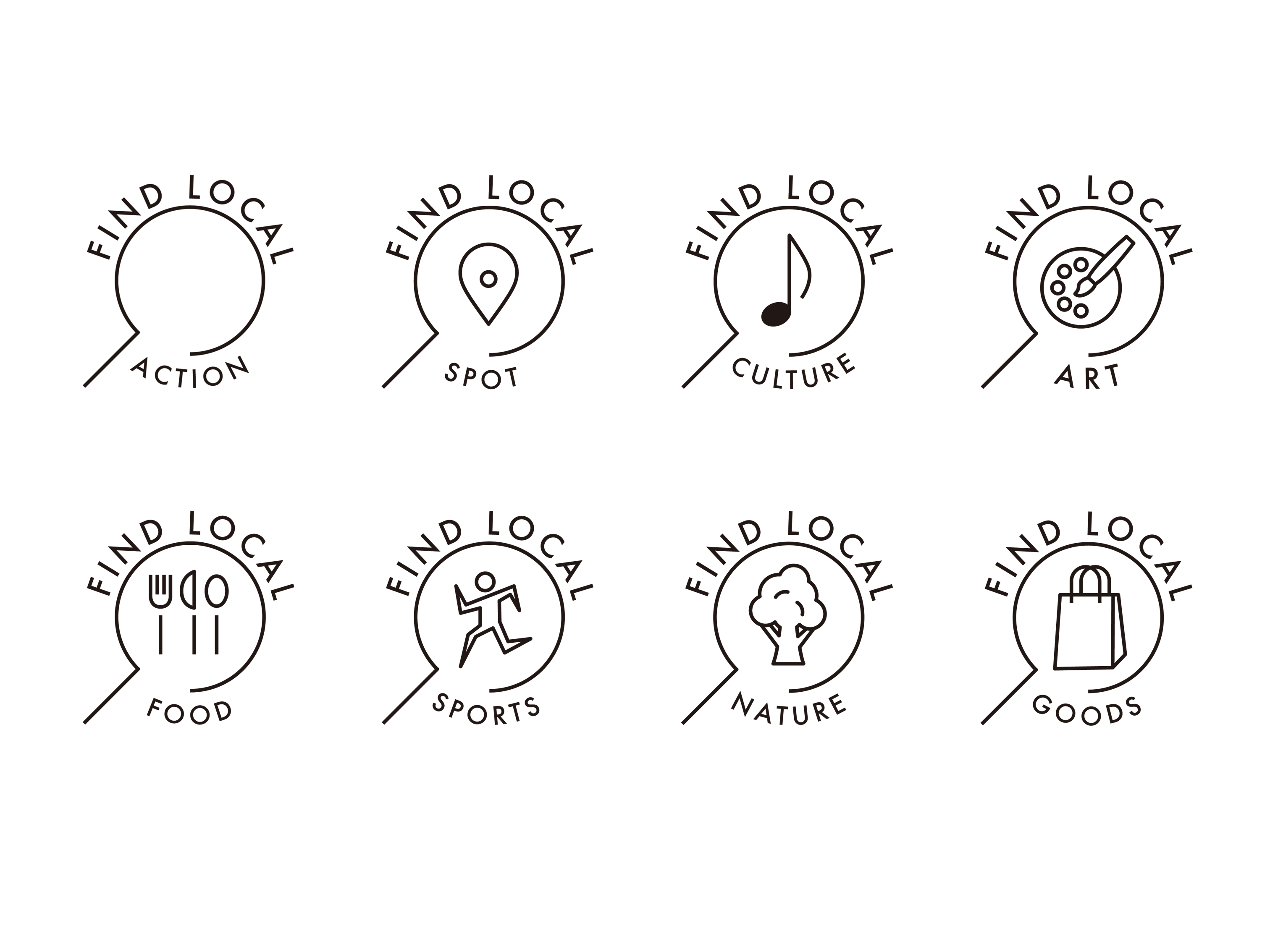 「FIND LOCAL」カテゴリー別アイコン（2段組）