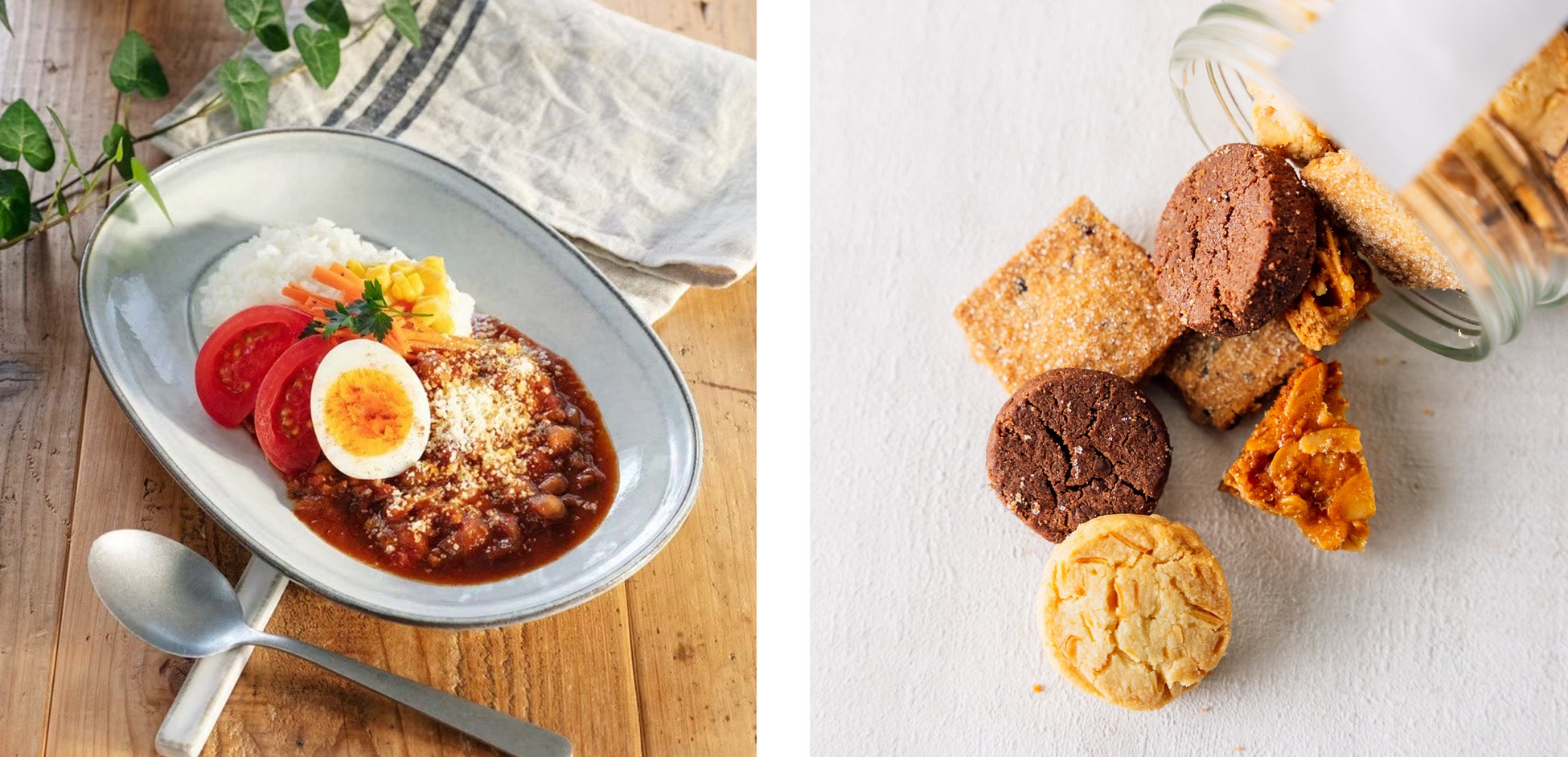 eat for(農家支援・キッチンカー)(左)、nagomi.(ヴィーガン・グルテンフリー焼き菓子)(右)※両店舗とも9日(月・祝)のみ出店