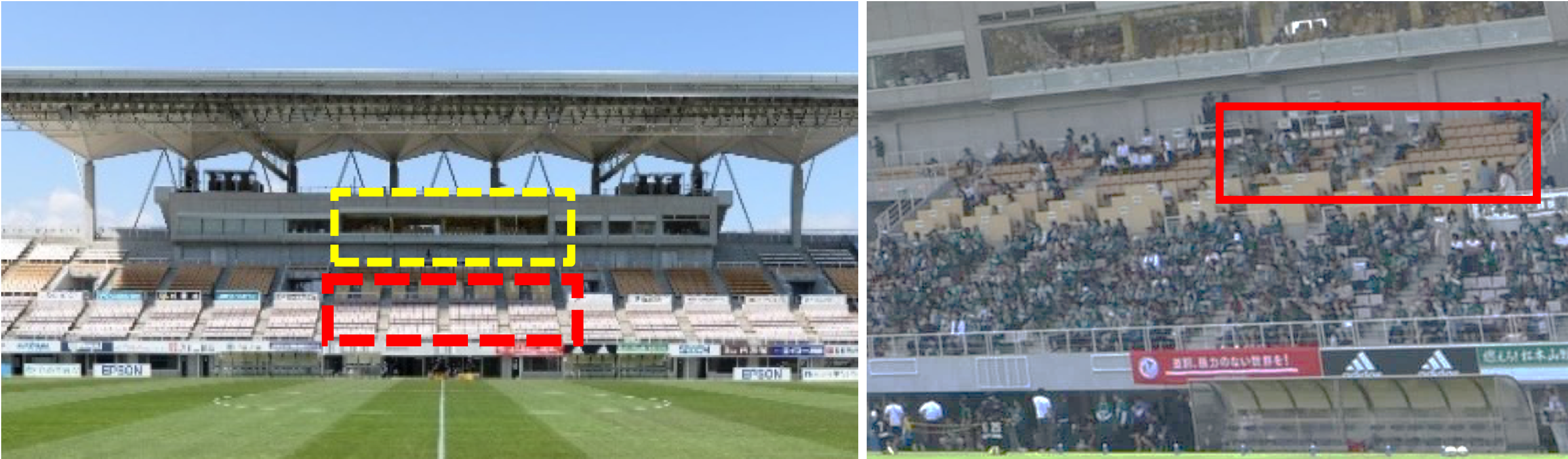 赤枠の部分が対象となるVIP席