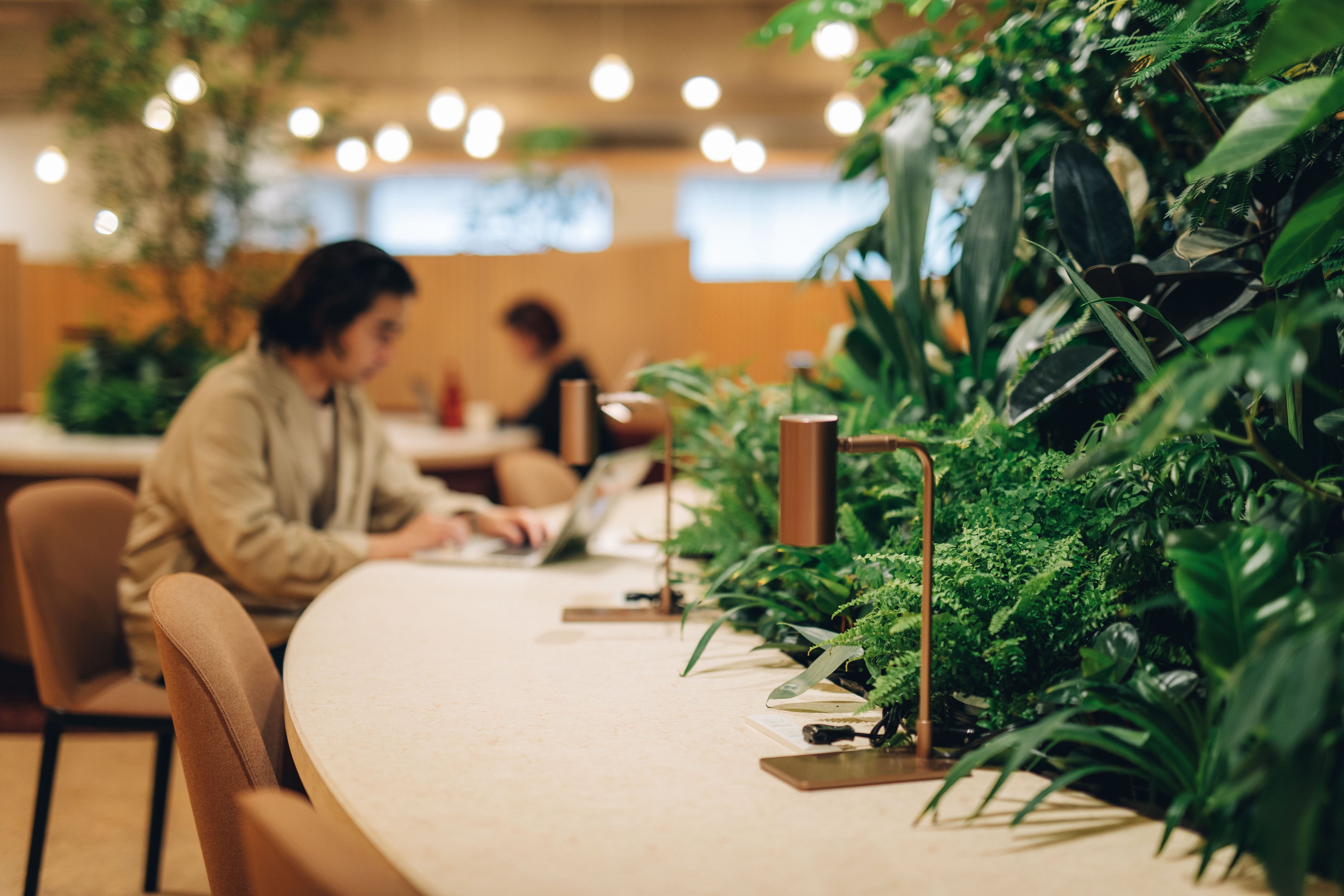 アップサイクル素材を使用した緑豊かなワークラウンジ