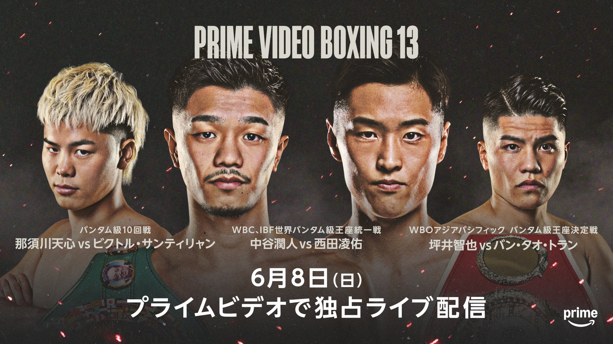 WBCIBF世界バンタム級統一王者 中谷潤人直筆サイン入り服、絶対本物新品未開封 Prime Video Boxing 13』日本人王者による世界バンタム級統一戦